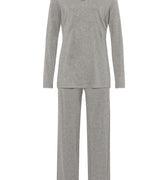 Champagne Flat Trim V-Neck Pajama Set | Grey Melange 76704-958